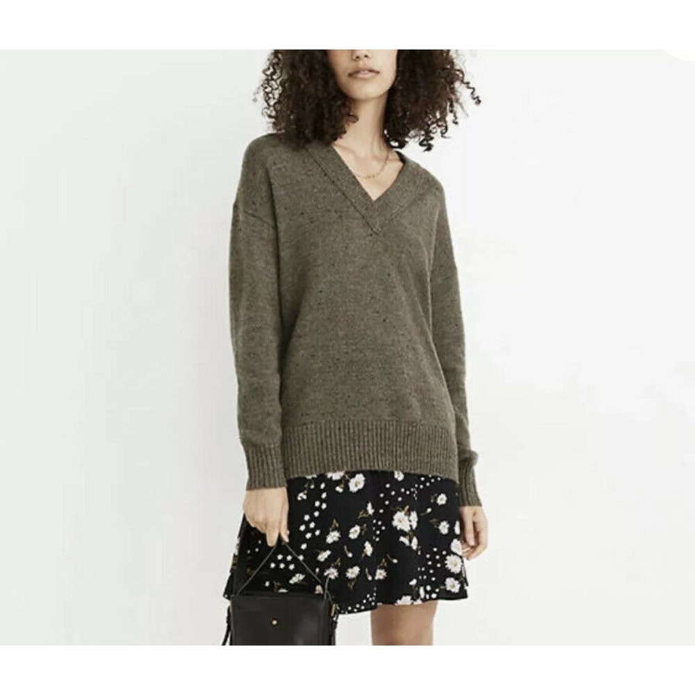 NWT Madewell XS Donegal Bartlett Wool Oversized V-Neck Pullover Sweater j19